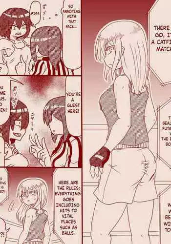 A futanari girl gets her balls hurt during body check